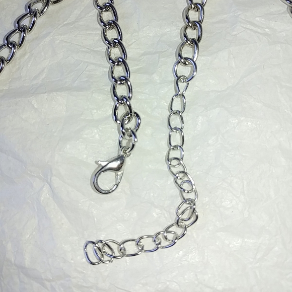 SILVER & BLACK CHOKER BOHO NECKLACE & EARRINGS - Picture 4 of 8